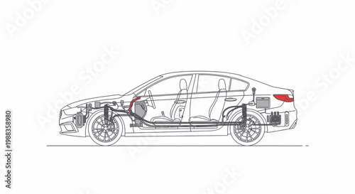 Automotive Engineering Schematic - Vehicle Systems Illustration