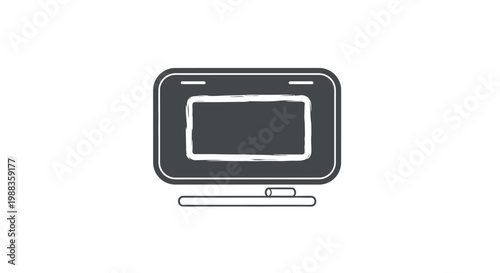 Minimalist representation of a flat-screen display device isolated on a white backdrop