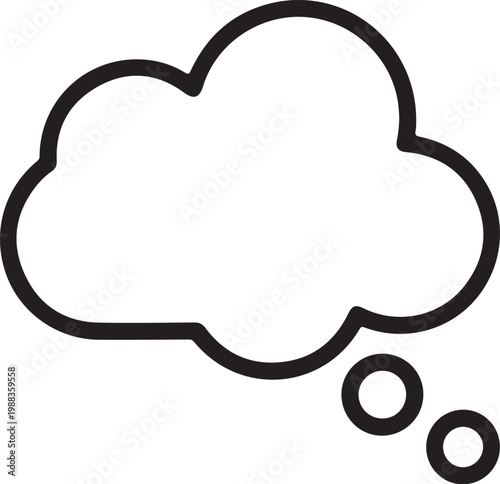 Minimalist Black Outline Thought Bubble Icon Vector Illustration