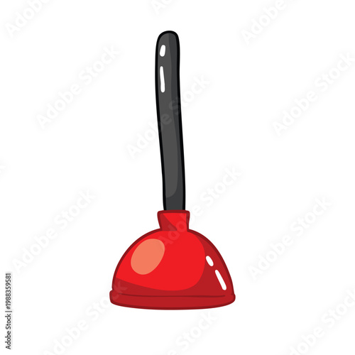 red plunger cute vector hand drawn illustration 