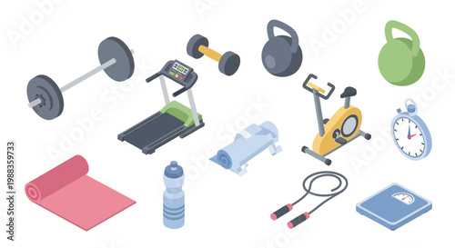 Isometric fitness equipment set, ideal for illustrating workouts and exercise routines