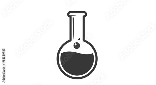 Minimalist Illustration of a Round Bottom Flask for Science and Chemical Experiments