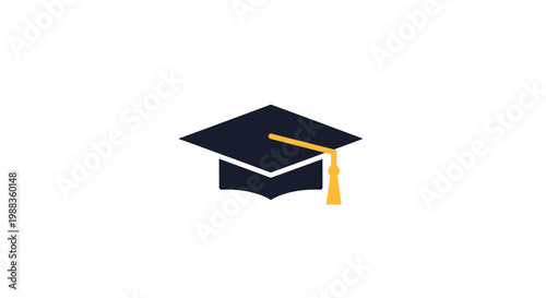 Minimalist Illustration of a Graduation Mortarboard with a Golden Tassel