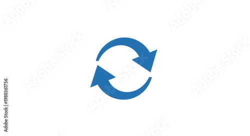 Blue circular arrows symbol indicating a recurring process on white background design
