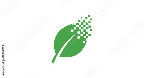 Digital Leaf Logo Design Representing Nature, Technology, and Eco-Friendliness