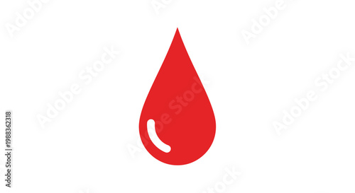 A single red blood drop icon against a pristine white backdrop, simple design