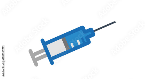 Illustration of a Medical Syringe with a Needle and a Blue and White Design