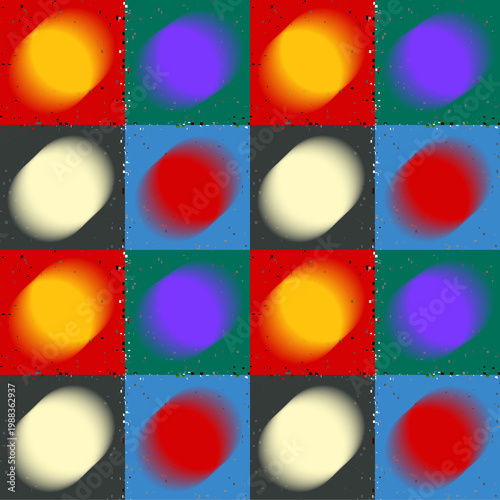 Seamless abstract geometric pattern with colorful blurred circles. Template for Pattern, textile, Gift wrapping paper, and etc.