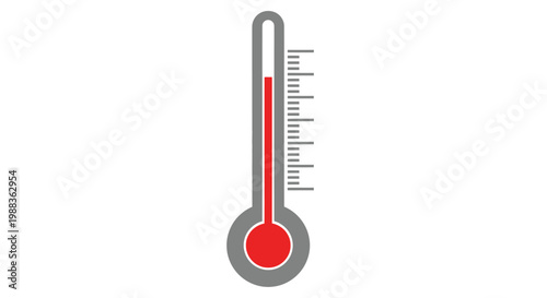 Thermometer illustration depicting heat, temperature measurement, and rising heat level display