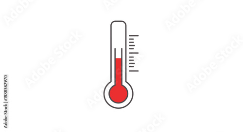Thermometer illustration depicting temperature measurement, with degrees indicator scale visual