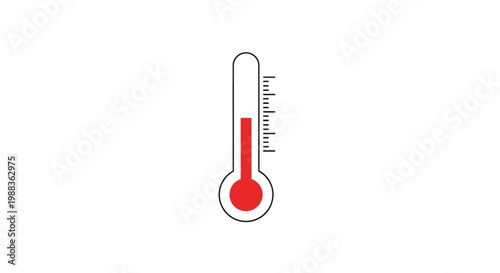 Thermometer illustration, red liquid indicating temperature and measurement, clinical thermometer