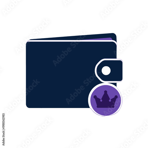Wallet with Crown Icon Flat Vector Design