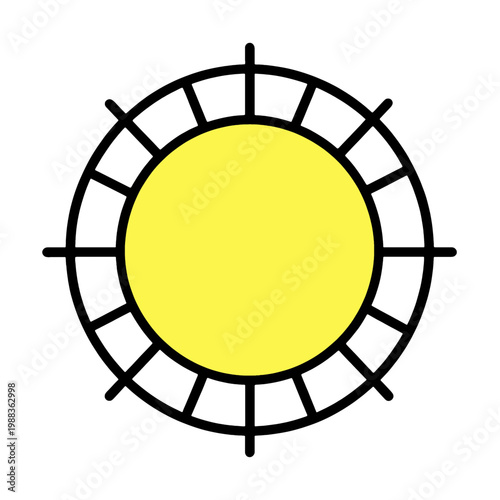 Sun Icon with Circular Segmented Outline
