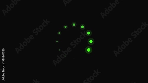 4K Spinning green loading icon animation loop
