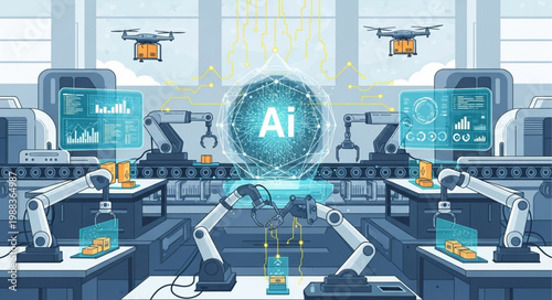 Advanced Artificial Intelligence Robotics Factory Automation.