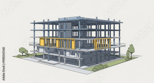 Modern Building Construction Framework Structure.