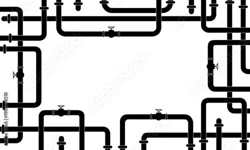 Advertising banner featuring intertwined with blank space for text, Curved pipes, Gas, Oil Pipeline, Plumbing work, Flat vector illustration