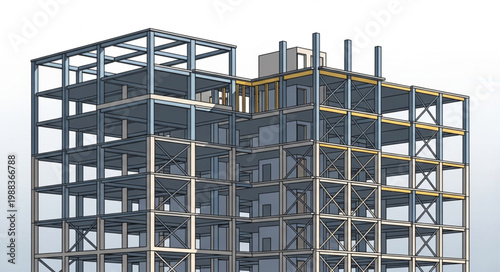 Modern Steel Frame Building Construction Site.