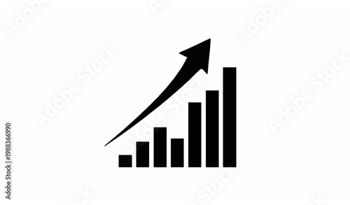 Upward Growth Arrow Chart Bar Icon Business Success Vector