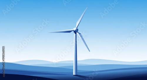 Minimalist depiction of a wind turbine, symbolizing clean energy and environmental consciousness