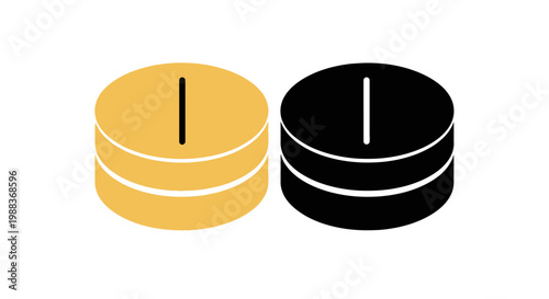 Minimalist representation of two pill-shaped objects in contrasting colors and simple design
