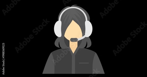 Customer Service Woman with Headset Providing Online Support Animation