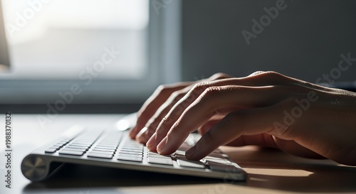 Close Up Shot of Typing Hands on Computer Keyboard for Internet Security Cyber Protection and Private Data Encryption