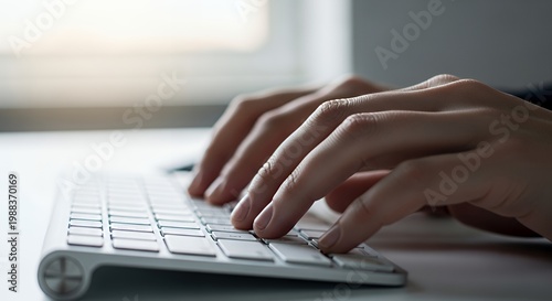Creative Designer Hands Typing on Keyboard for Digital Art Project and Graphic Design Workflow in Modern Studio Space