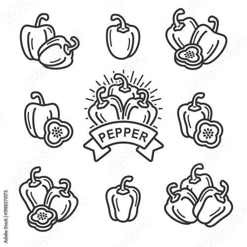 Pepper set. Collection icon pepper. Vector