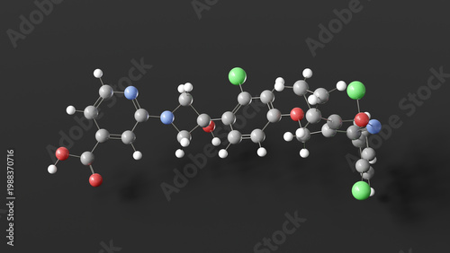 Fotografie cilofexor molecule 3d, molecular structure, ball and stick model, structural che