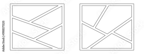 Black and white vector comic book page layout template with four different empty panels. Clean and versatile graphic element for comic art, graphic novels, cartoons, and visual storytelling projects.