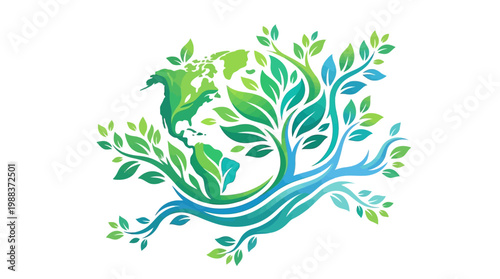 Artistic depiction of a vibrant green tree representing the Earth and nature.