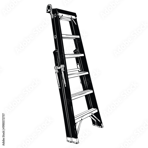 Extension ladder silhouette bundle for construction and maintenance job.