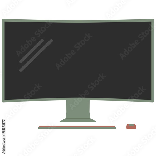 Minimalist Curved PC Illustration for Office Decor