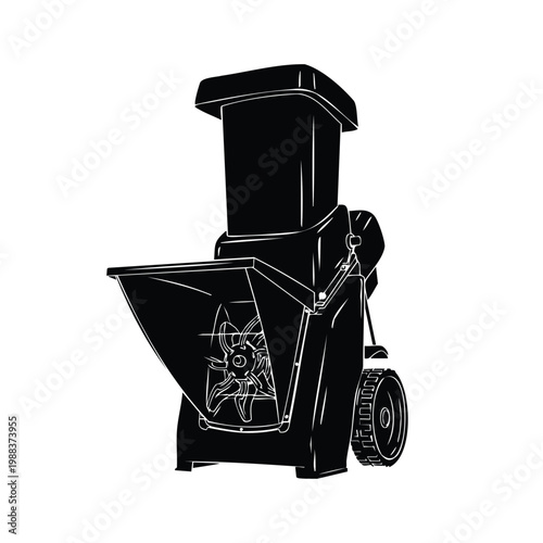 Garden wood chipper shredder machine silhouette bundle illustration.