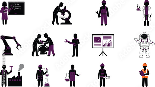 Collection of hand drawn vector line art icons featuring various potted houseplants like monstera snake plant and peace lily isolated on white background.