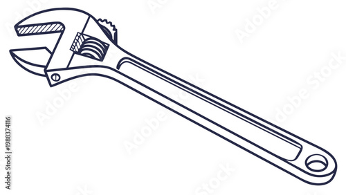 Adjustable wrench tool illustration for maintenance and repair with adjustable