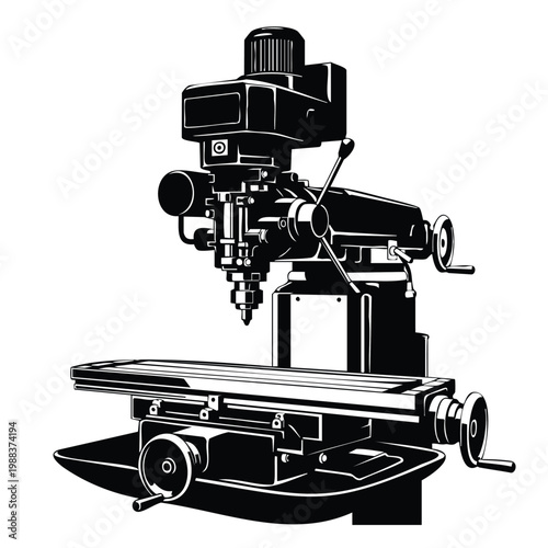 Heavy milling machine silhouette vector illustration tool set bundle.