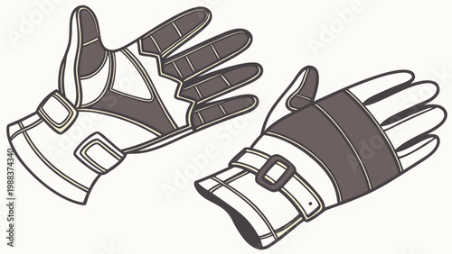 Protective work gloves illustration with protective construction equipment