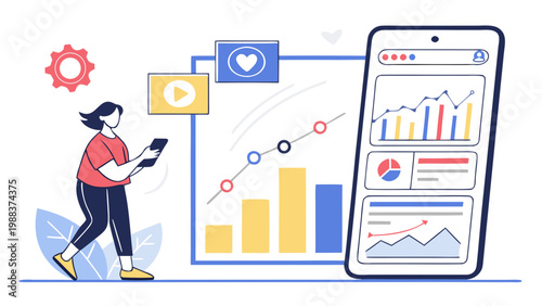 Mobile app analytics and business growth dashboard with analytics, business