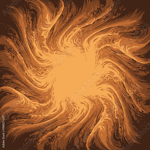 Vibrant orange swirling pattern radiates outward in dynamic motion