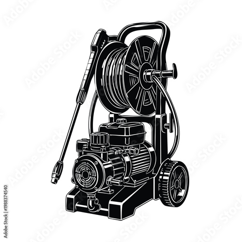 High pressure washer pump cleaner silhouette bundle set graphic art.