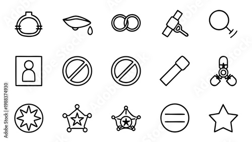 A pure black square acts as a uniform background for criminal icons.