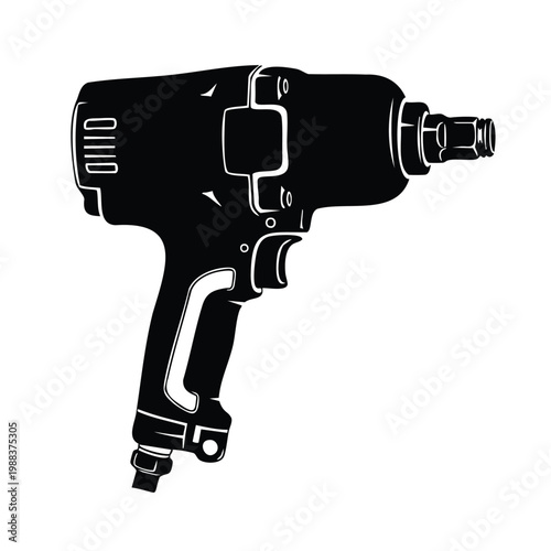 Impact wrench silhouette vector illustration.