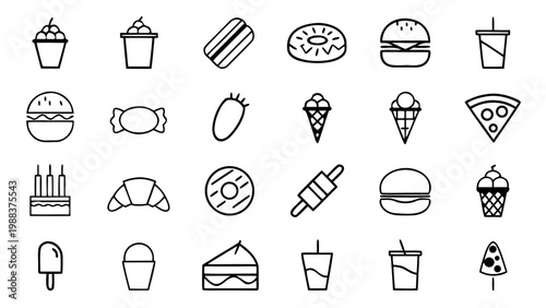 A clean white line icon of a closed rectangular takeaway food container or box centered perfectly on a solid black background field.