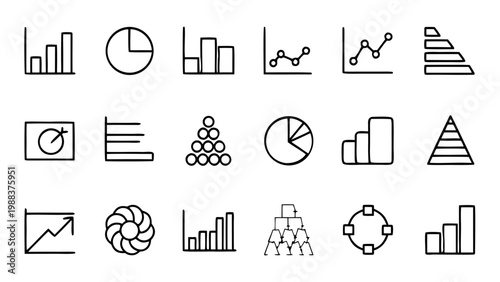 Various white linear icons depicting stepped growth stages and mechanical progress cycles displayed over a plain black background.