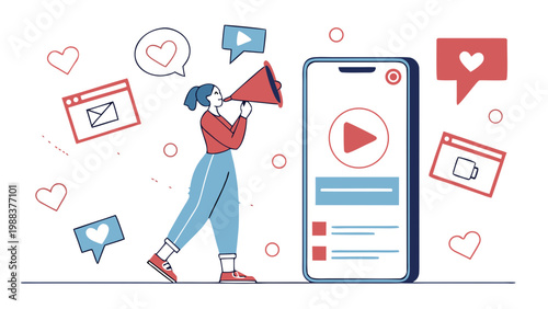 Foto Influencer marketing and social media content promotion with marketing, campaign