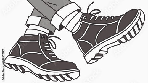 Person wearing comfortable hiking boots shoes footwear illustration