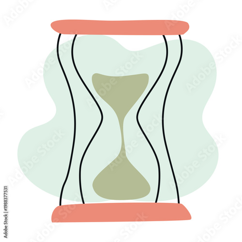 Hourglass illustration with a minimalist design featuring a light green background and simple lines, representing the passage of time and time management concepts
