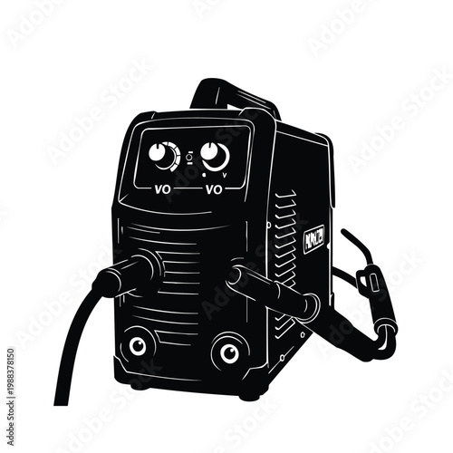 Industrial welding machine silhouette vector illustration set bundle.
